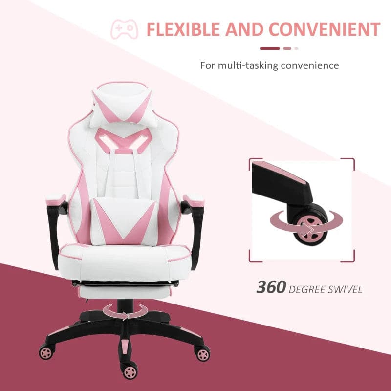 Maplin Plus Ergonomic Racing Adjustable Reclining Gaming Office Chair with Headrest, Lumbar Support & Retractable Footrest