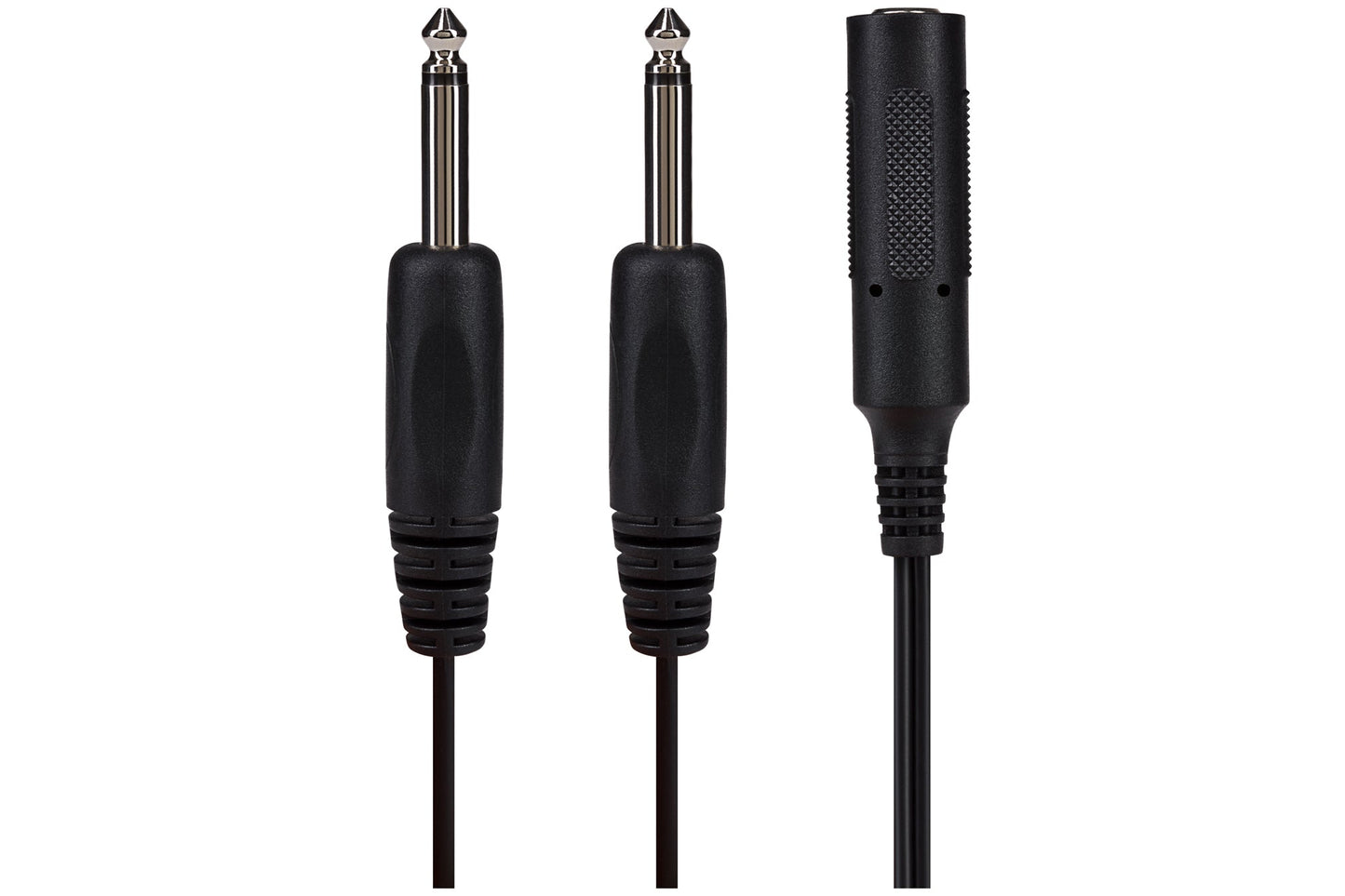ProSound Twin 1/4" Mono Jack Male to 1/4" Mono Jack Socket Female Cable - Black, 0.2m - maplin.co.uk