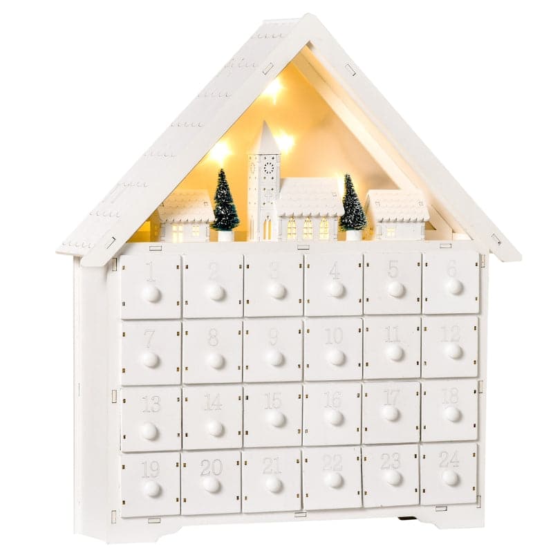 HOMCOM 24-Drawer Light Up Wooden Christmas Advent Calendar - maplin.co.uk