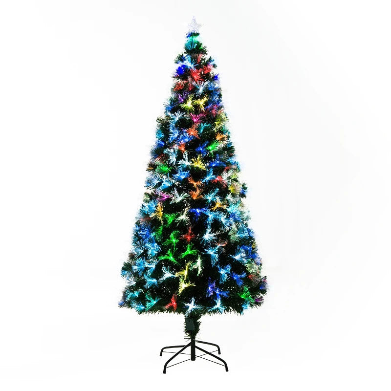 HOMCOM 6ft Multicoloured Fibre Optic Artificial Christmas Tree with Metal Stand - maplin.co.uk