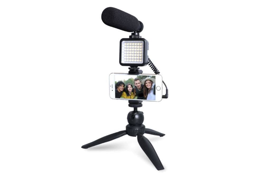 Maono Selfie Video Rig with Shotgun Microphone, LED Light & Tripod Phone Stand - maplin.co.uk