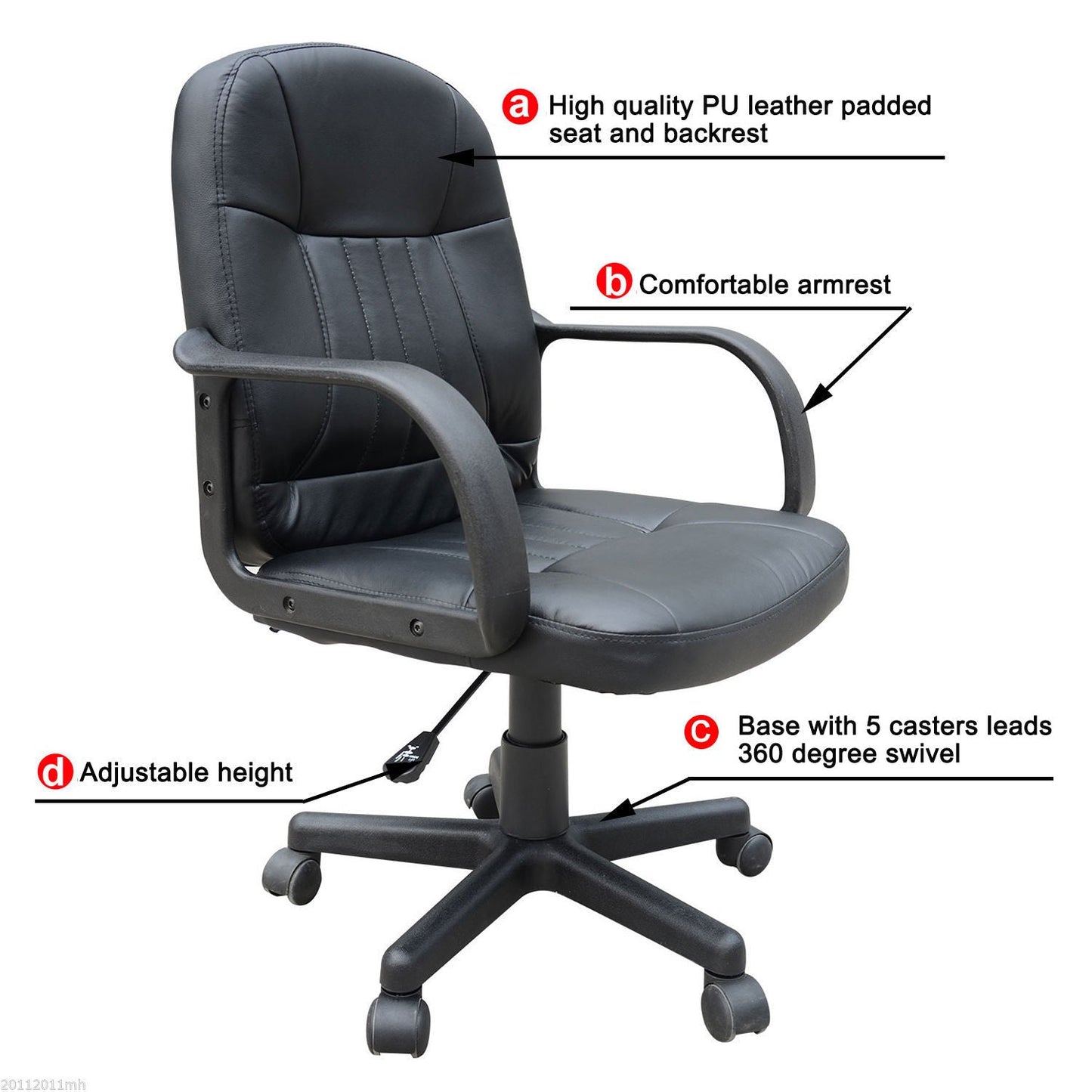 ProperAV Extra PU Leather Swivel Home Office Chair with Armrest - maplin.co.uk