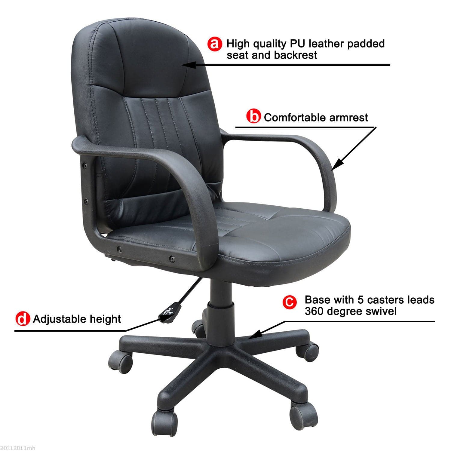 ProperAV PU Leather Swivel Home Office Chair with Armrest - maplin.co.uk