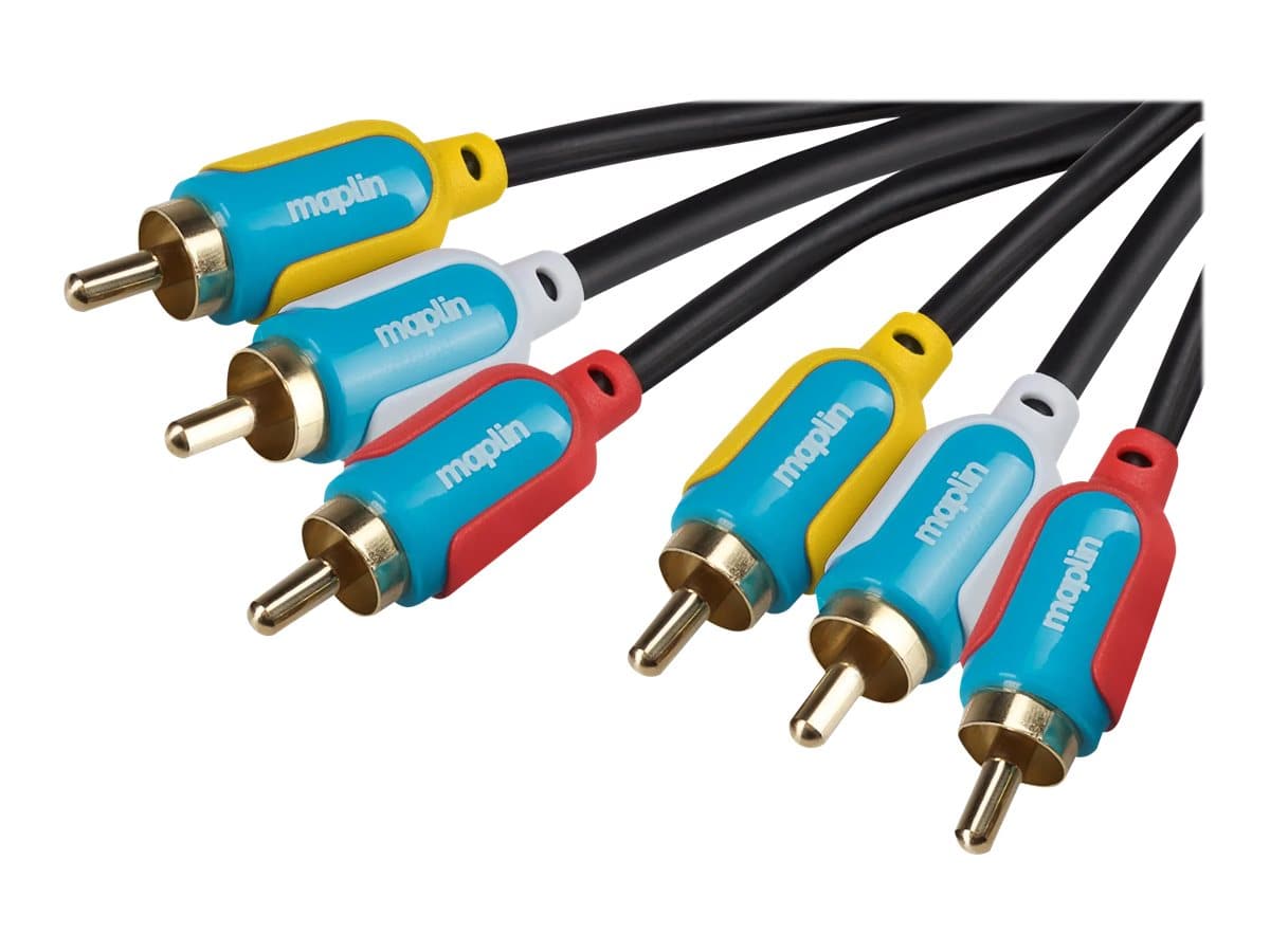 Maplin Triple RCA Phono to Triple RCA Phono Cable - Black, 3m - maplin.co.uk