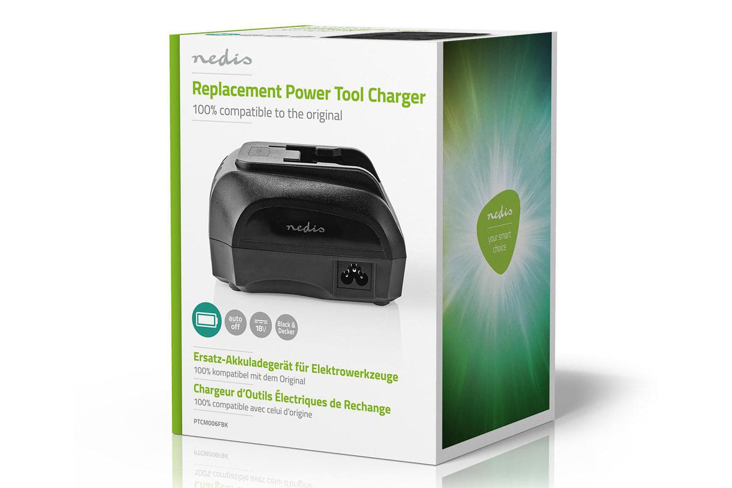 Nedis Powertool LI-ION Battery Charger Compatible Black & Decker