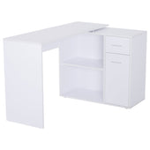 ProperAV Rotating L-Shaped Corner Computer Desk with Storage Shelf Drawer Combo - maplin.co.uk