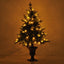 HOMCOM 1.2m Pre-Lit Artificial Christmas Spruce Tree with Plastic Stand - maplin.co.uk