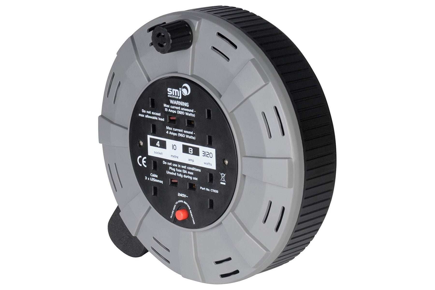 SMJ Electrical 10m 4 Socket 13A Easy-Wind Compact Extension Cable Reel - maplin.co.uk