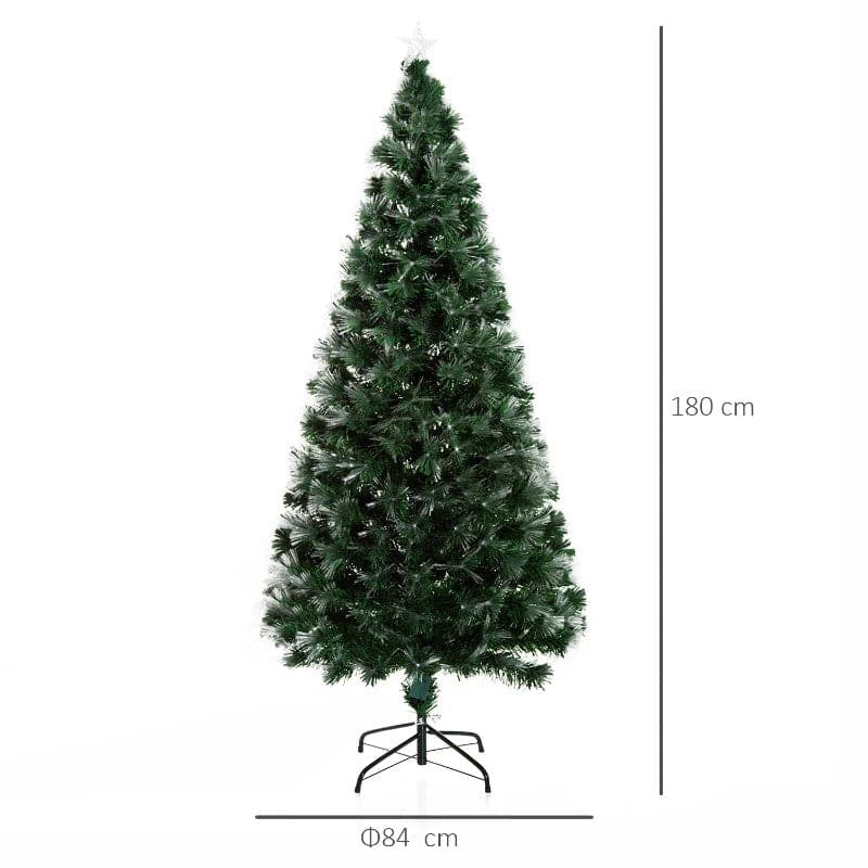 HOMCOM 6ft Multicoloured Fibre Optic Artificial Christmas Tree with Metal Stand - maplin.co.uk