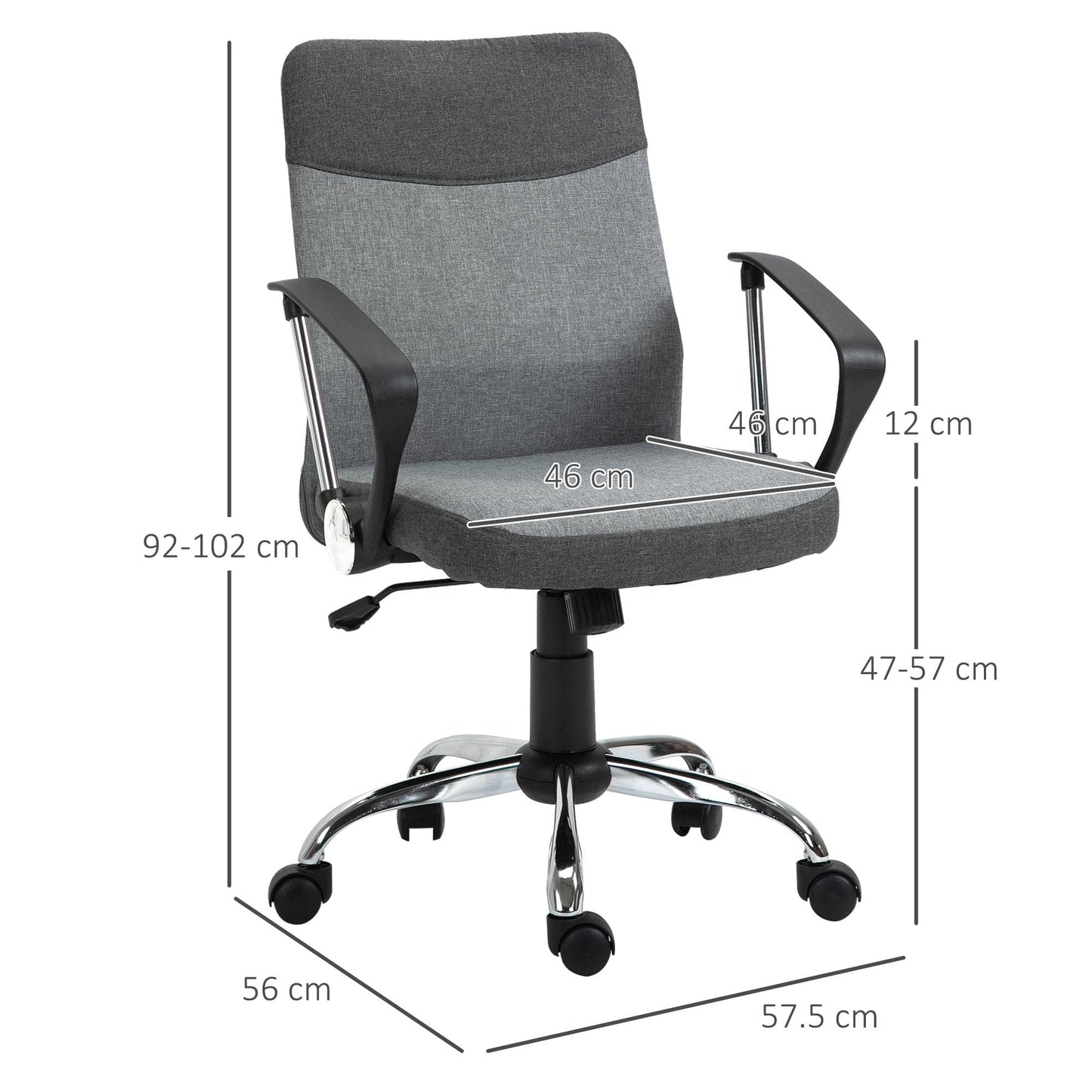ProperAV Extra Linen Fabric Rocker Swivel Office Chair with Wheels - Grey