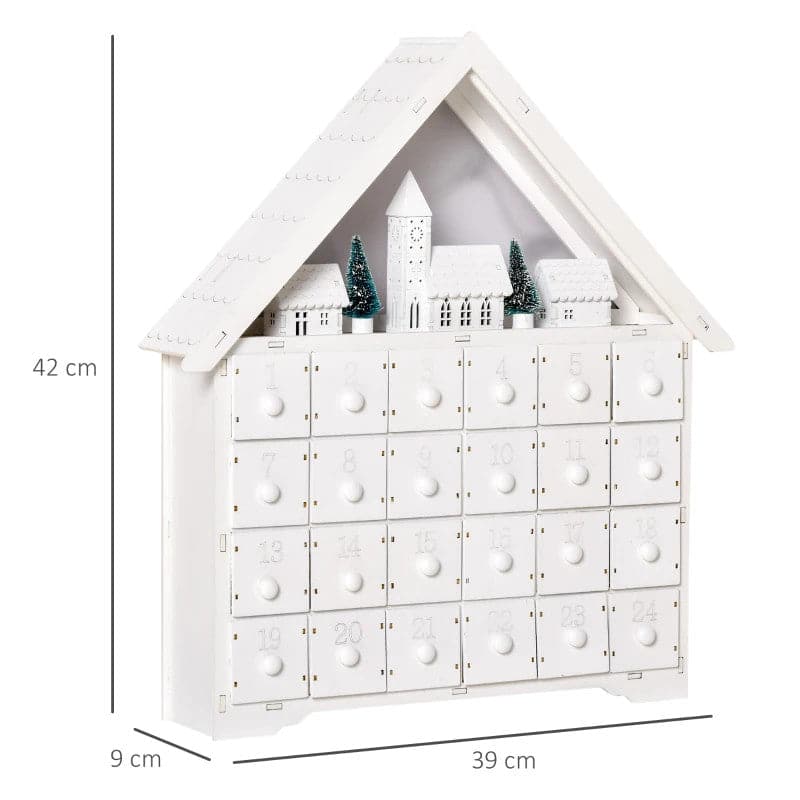 HOMCOM 24-Drawer Light Up Wooden Christmas Advent Calendar - maplin.co.uk