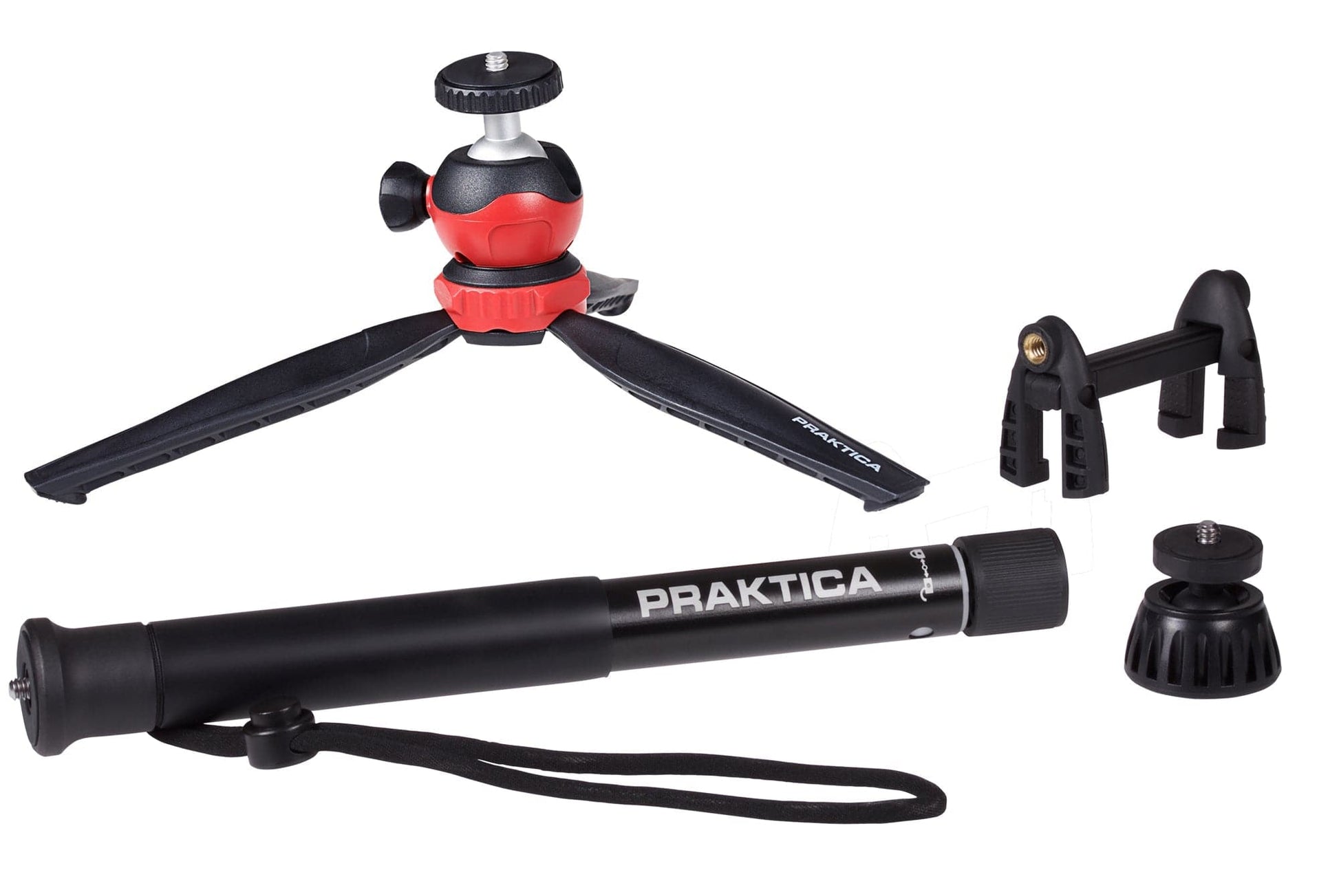 PRAKTICA Vloggers Desktop Tripod Kit with Phone Mount and Monopod Adapter - Black - maplin.co.uk