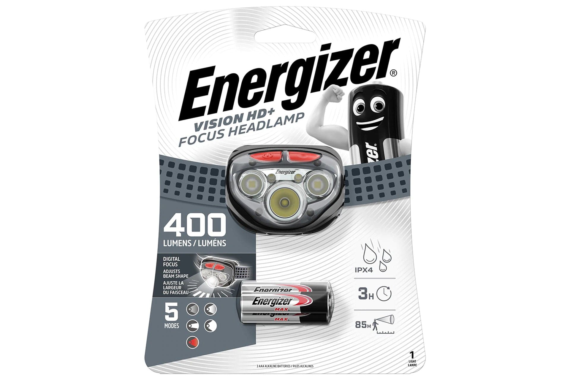 Energizer Vision HD+ Focus 400 Lumens LED Head Torch with 3x AAA Batteries - maplin.co.uk