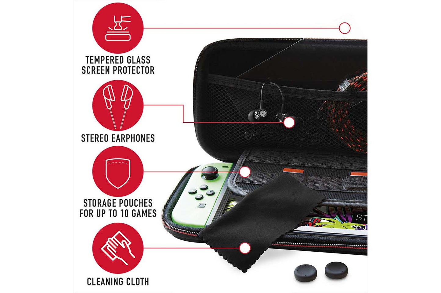 Stealth Ultimate Travel Kit for Nintendo Switch with Case & Charge Cable - Black - maplin.co.uk