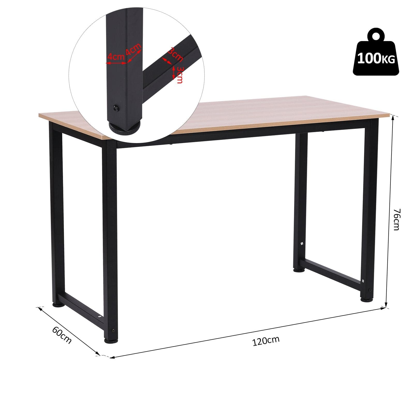 ProperAV Extra MDF Computer Desk with Metal Frame