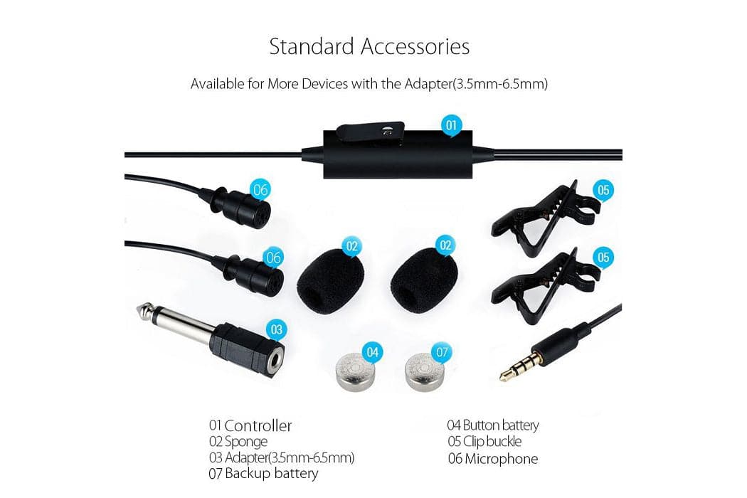 Maono Dual 3.5mm Electret Condenser Omnidirectional Lavalier Microphone - maplin.co.uk