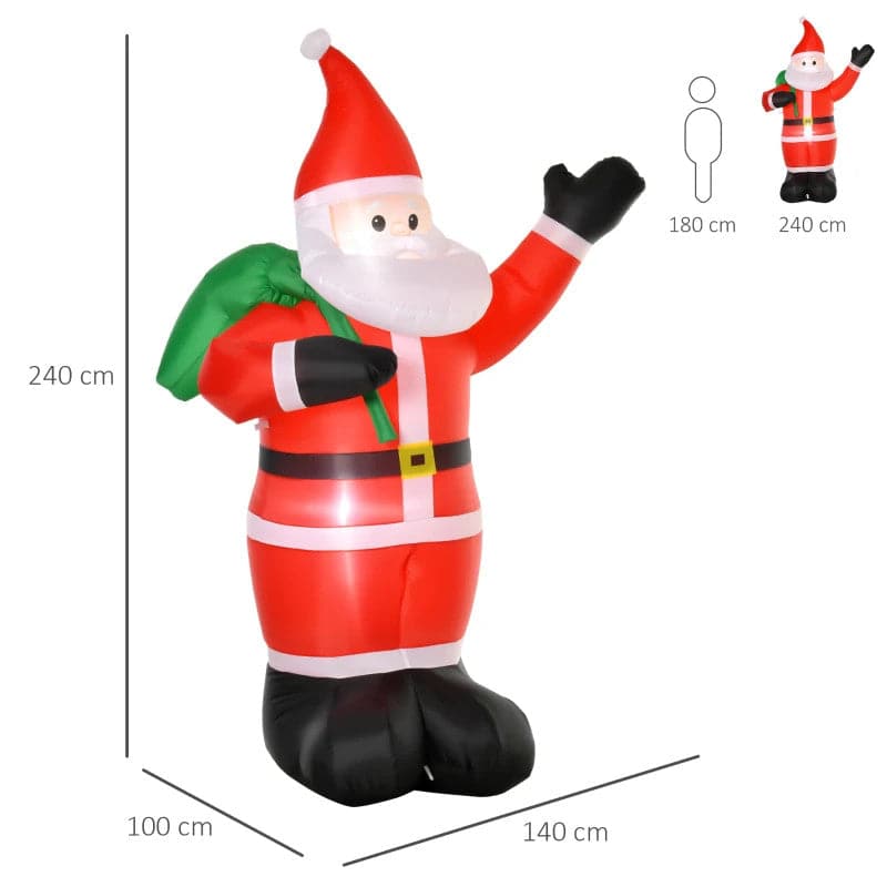 HOMCOM 8ft Christmas LED Inflatable Santa Outdoor Decoration - maplin.co.uk