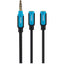 Maplin 3.5mm Aux Stereo 3-Pole Jack Plug to Twin 3.5mm Female Jack Plug Cable - Black, 0.25m - maplin.co.uk