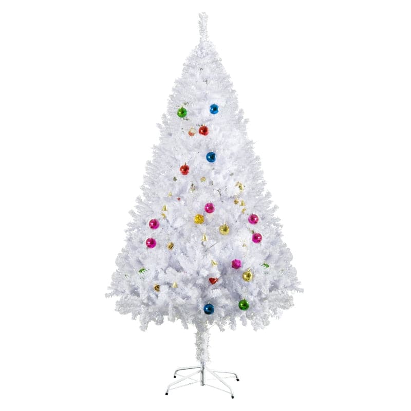 HOMCOM 6ft Snowy Artificial Christmas Tree with Metal Stand & Decorations - maplin.co.uk