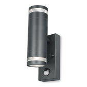 4lite Marinus GU10 Bi-Directional Outdoor Wall Light with PIR - Anthracite Single