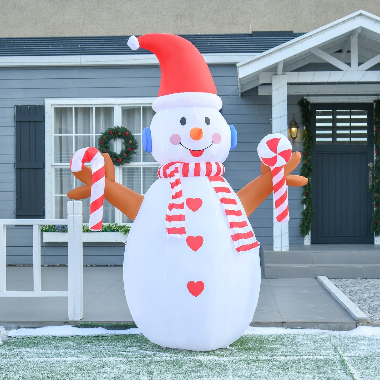 HOMCOM Christmas Rotating LED Inflatable Snowman Decoration - maplin.co.uk