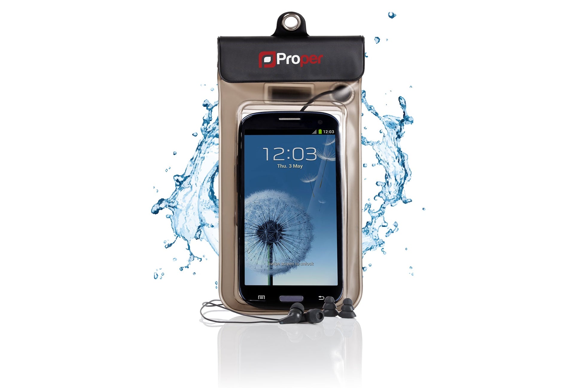 ProperAV Waterproof Case for Smartphones with Waterproof Earphones - maplin.co.uk