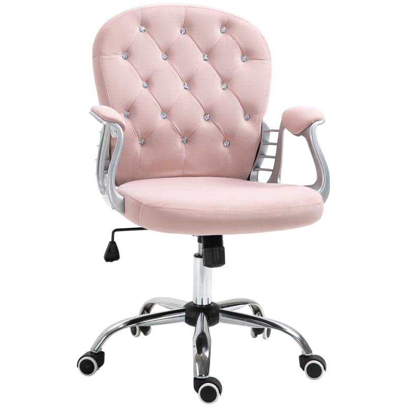 ProperAV Extra Ergonomic 360° Swivel Diamond Tufted Padded Base Office Chair with 5 Castor Wheels Pink