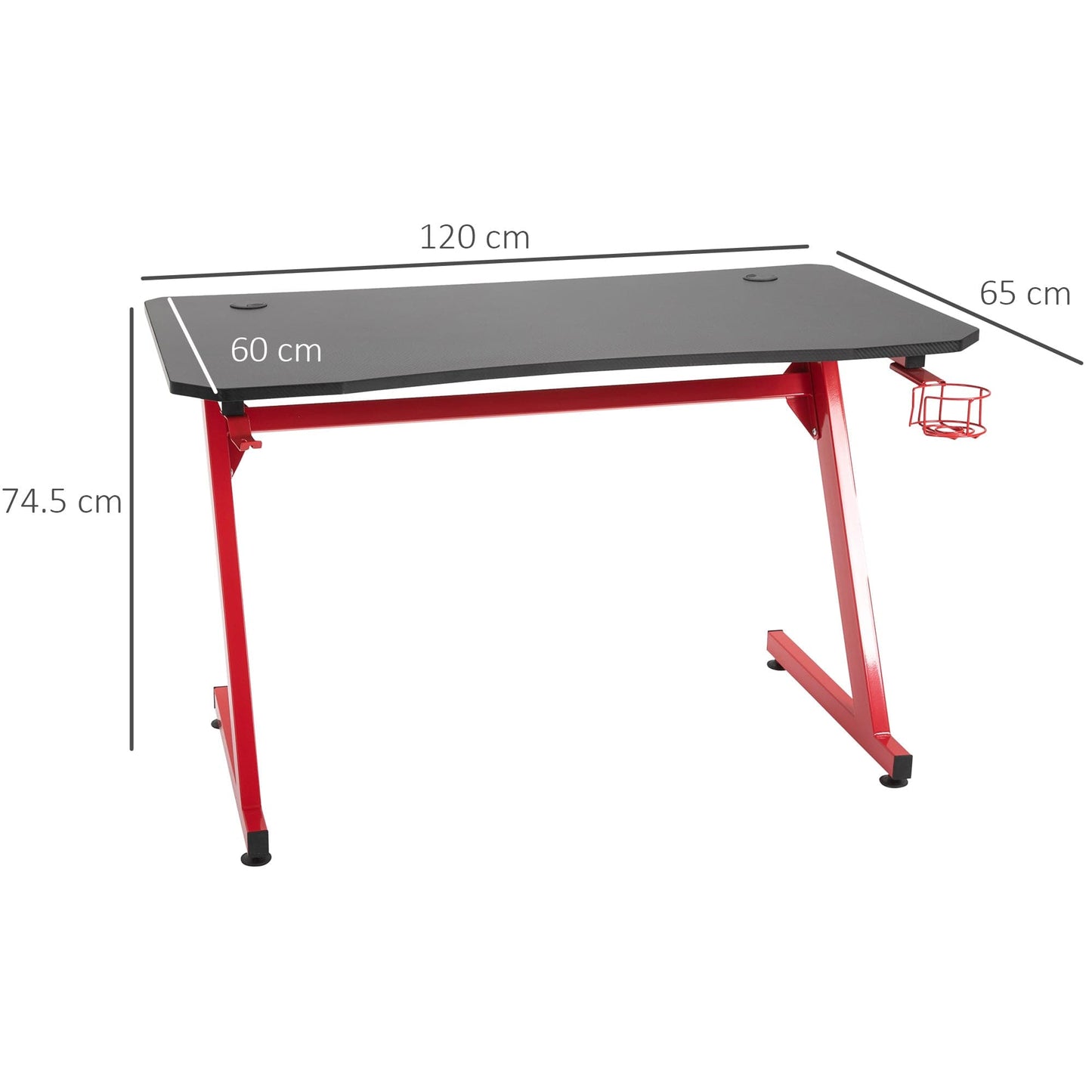 Maplin Steel Frame Gaming Desk Writing Table with Cup / Headphone Holder & Adjustable Feet - maplin.co.uk