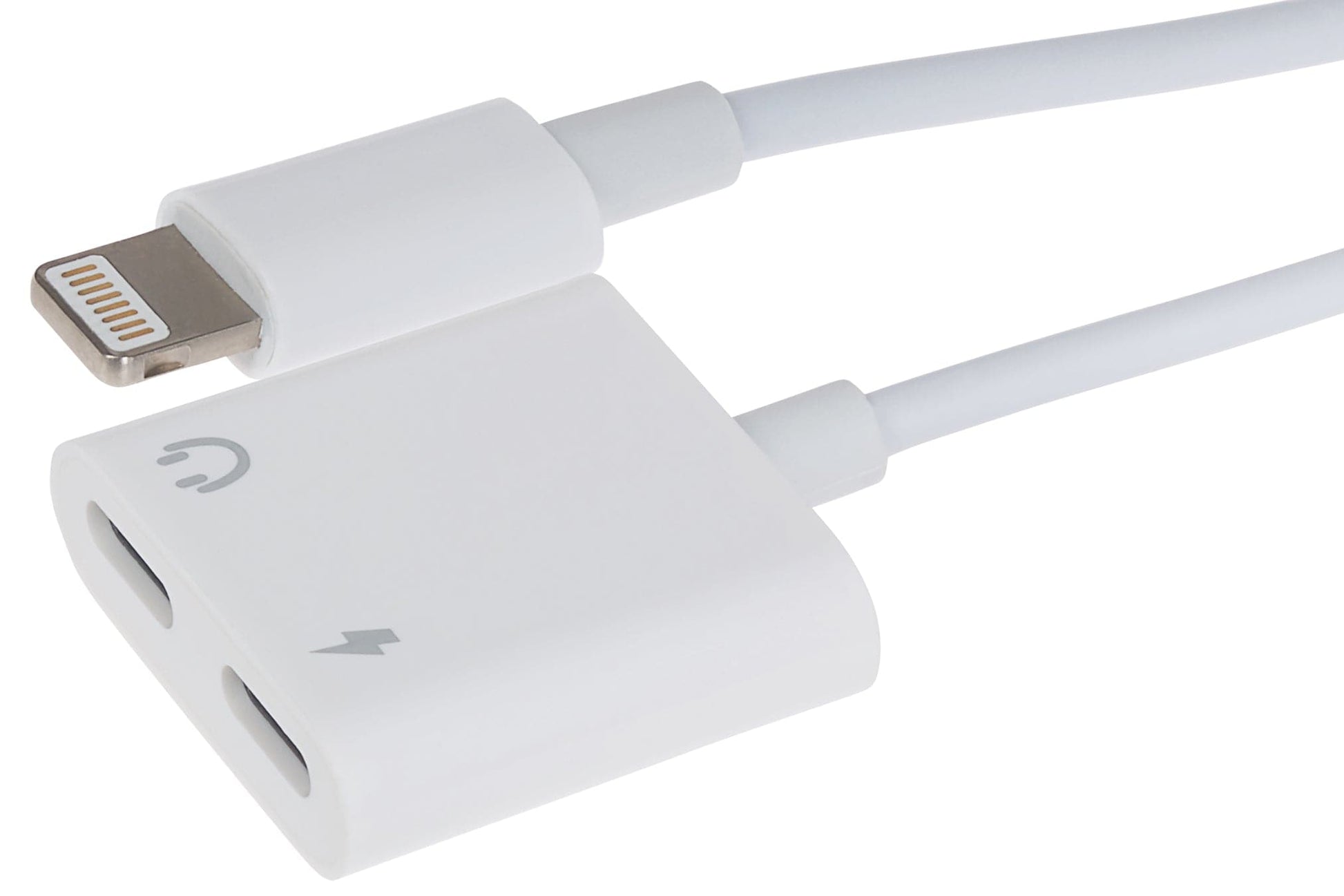 Maplin Lightning to Dual Lightning Audio & Charging Port Adapter - White, 10cm