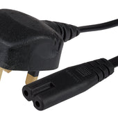 Maplin Power Lead IEC C7 Fig 8 2 Pin Plug to UK 3 Pin Mains Plug - 2m, 3 Amp Fuse - maplin.co.uk
