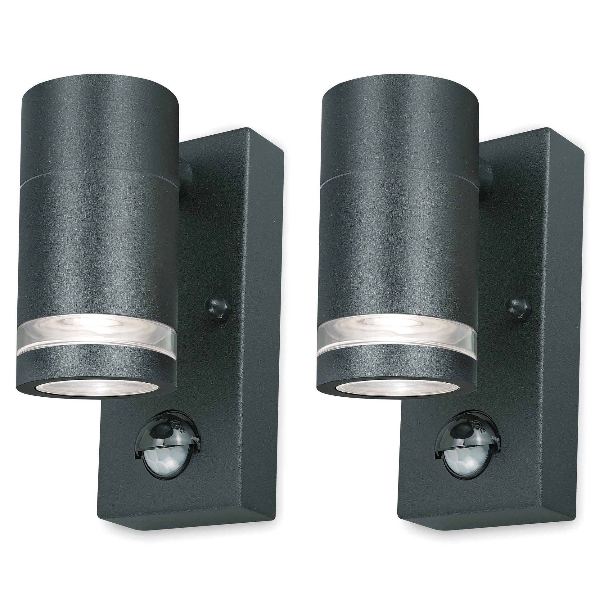 4lite Marinus GU10 Single Direction Outdoor Wall Light with PIR - Anthracite Pack of 2