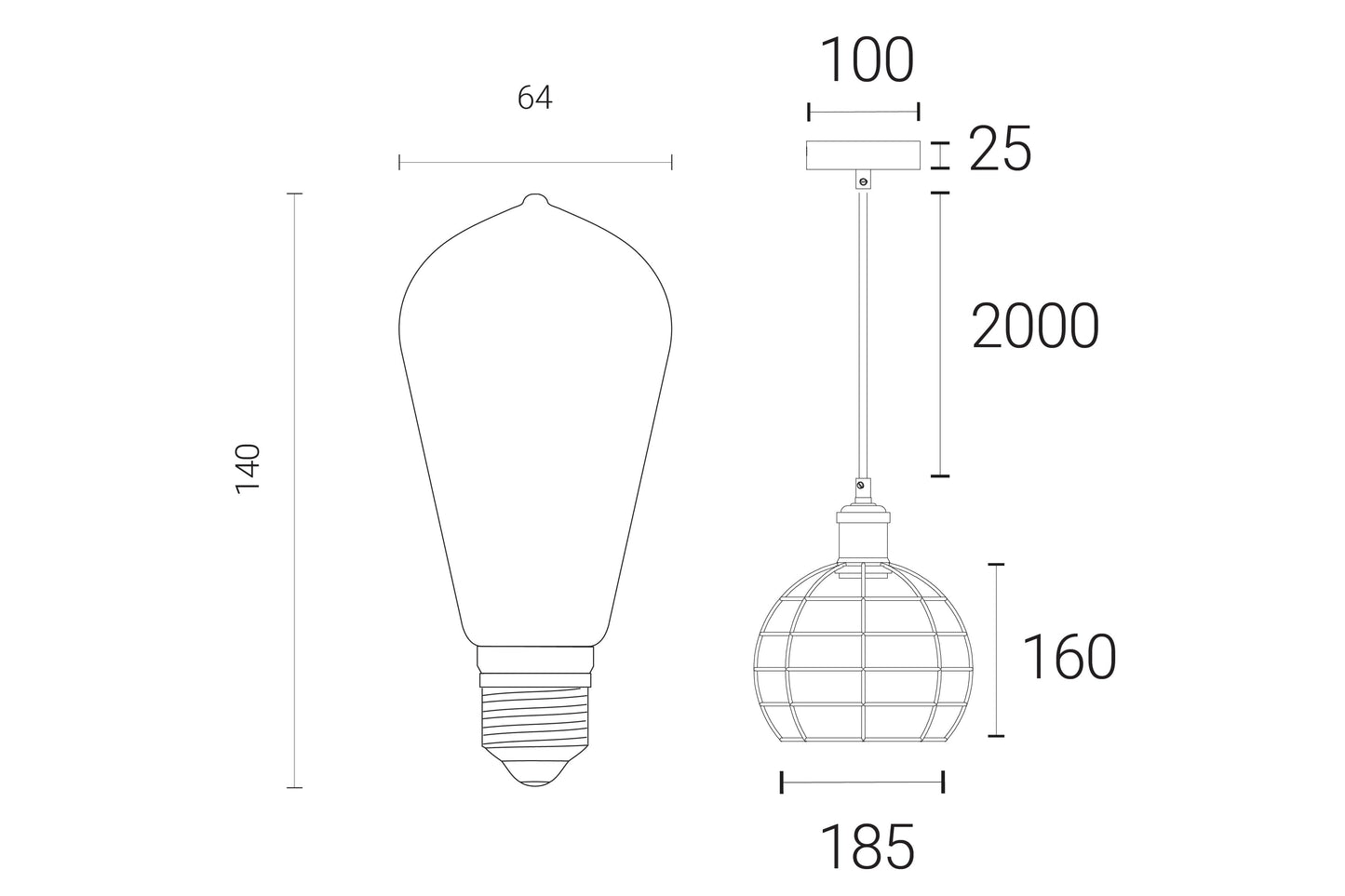 4lite WiZ Connected Decorative Bird Cage Lighting Pendant with ST64 Amber Coated Filament LED Smart Bulb - Black - maplin.co.uk