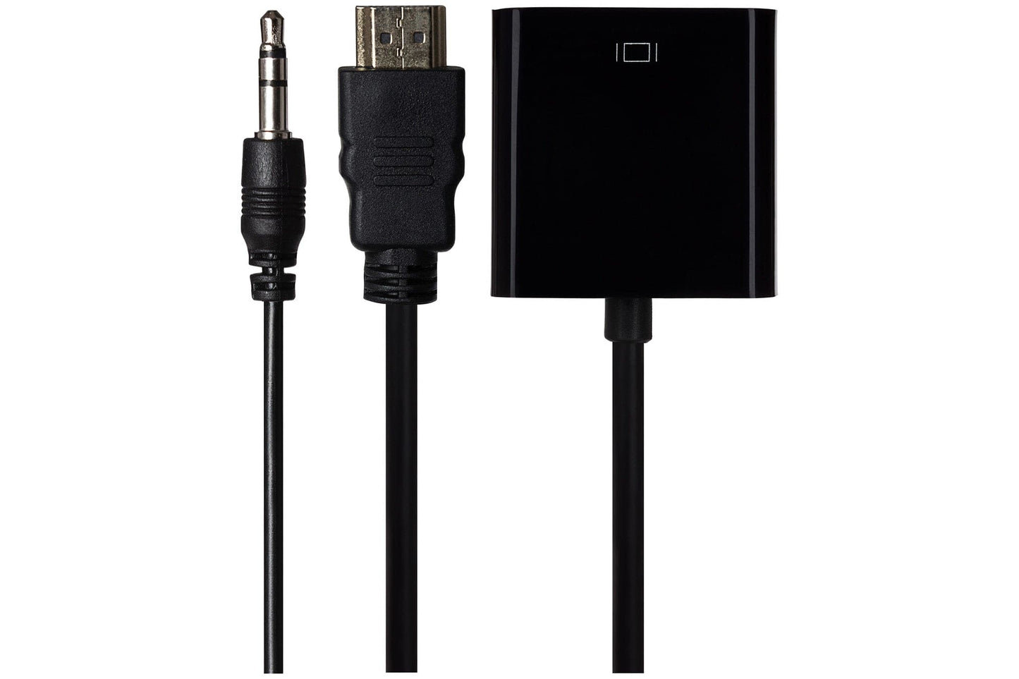 Nikkai HDMI Male to VGA Female / 3.5mm Audio Port Adapter - Black, 10cm - maplin.co.uk