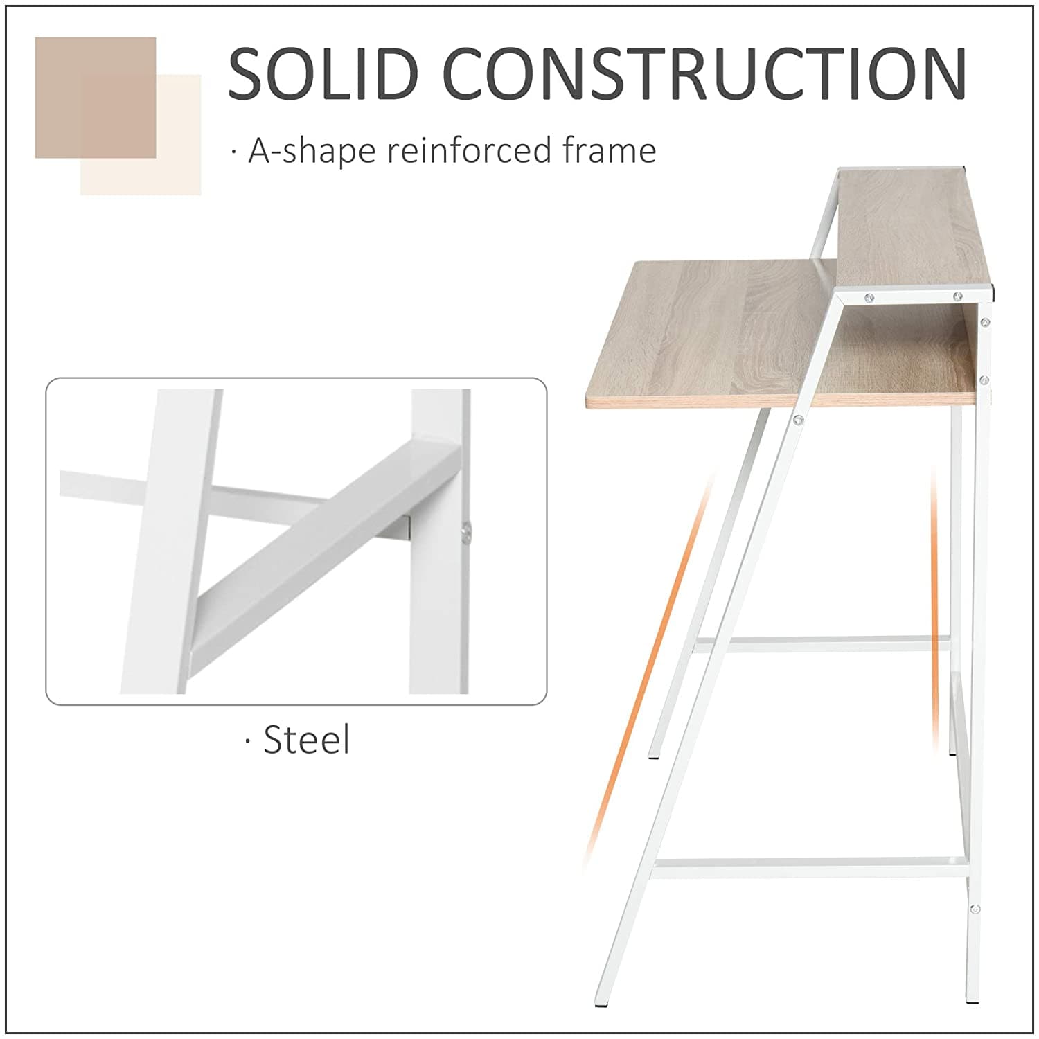 ProperAV Extra Computer Desk with Elevated Storage Shelf - maplin.co.uk