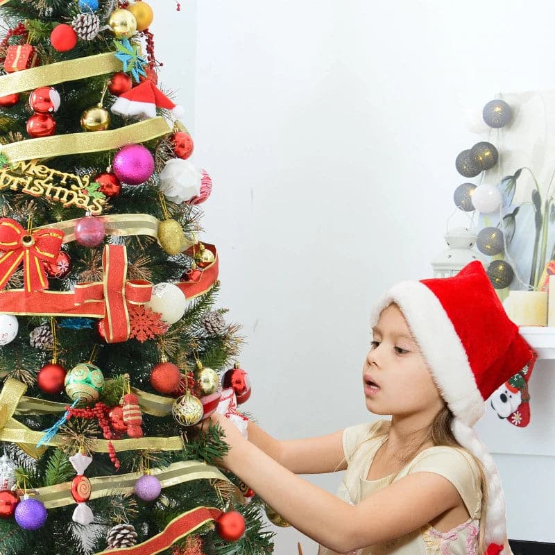 HOMCOM 1.8m Pre-Lit Artificial Christmas Tree with Metal Stand - maplin.co.uk
