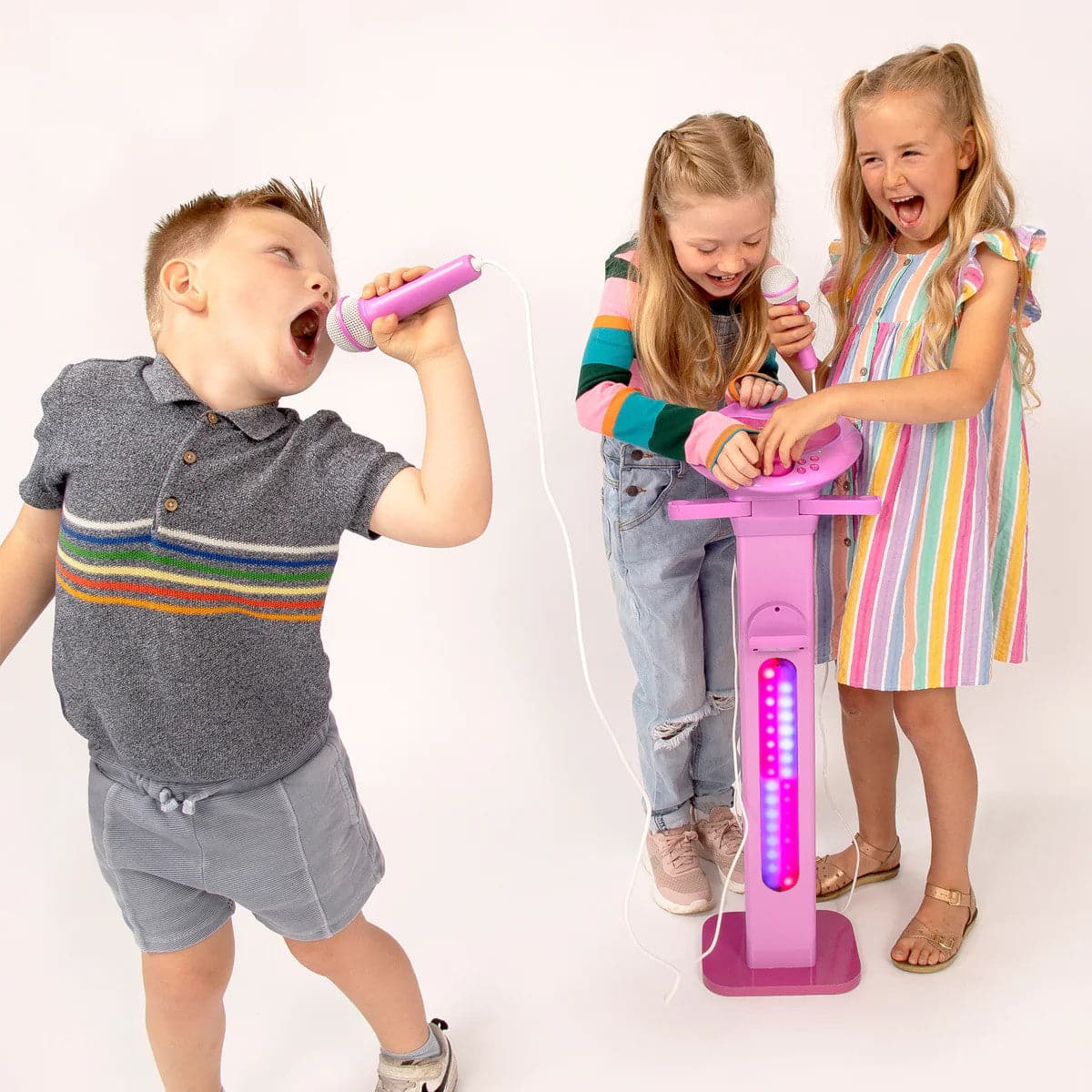 Easy Karaoke Bluetooth Kids Singalong Pedestal Karaoke System - Pink - maplin.co.uk