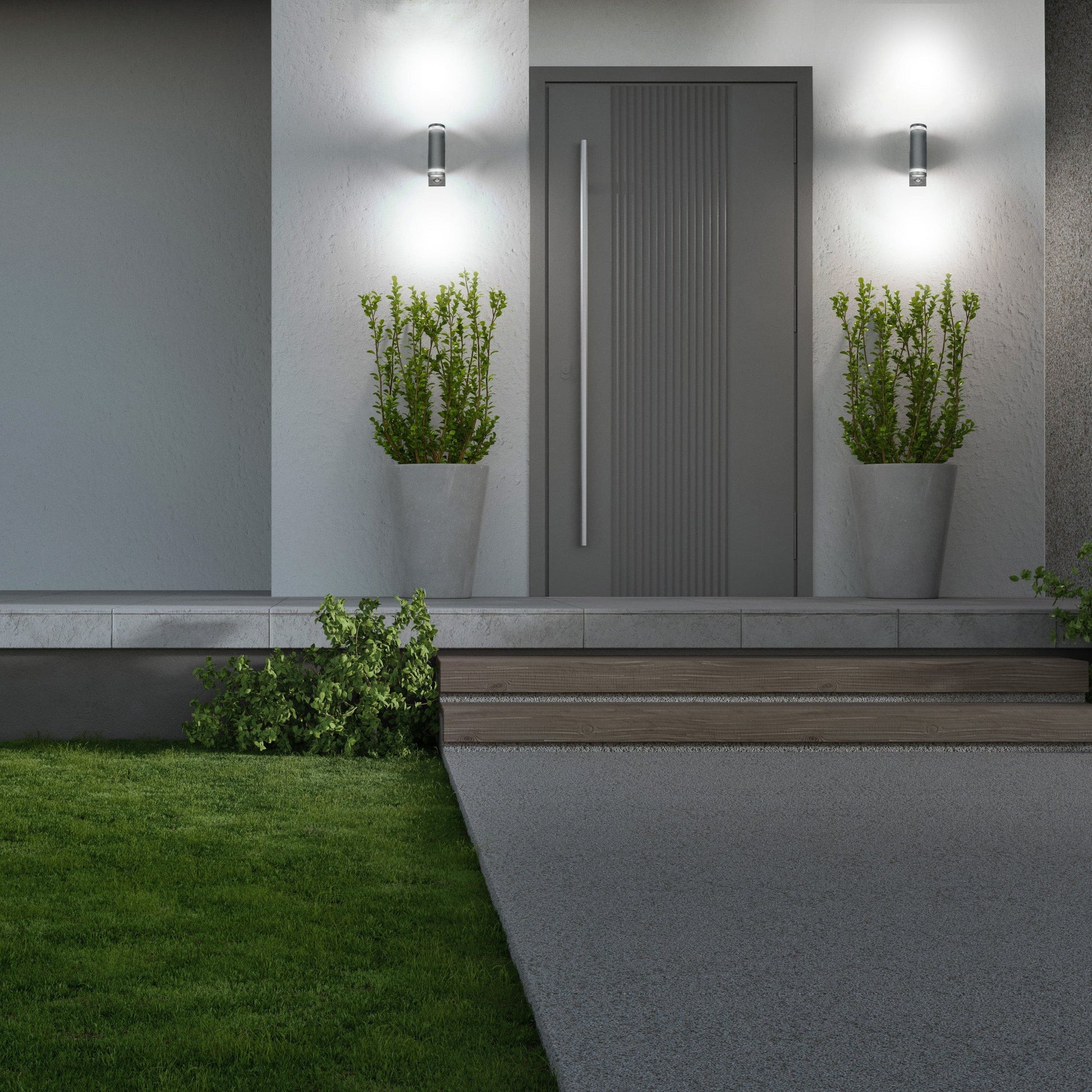 4lite Marinus GU10 Bi-Directional Outdoor Wall Light with PIR - Anthracite - maplin.co.uk