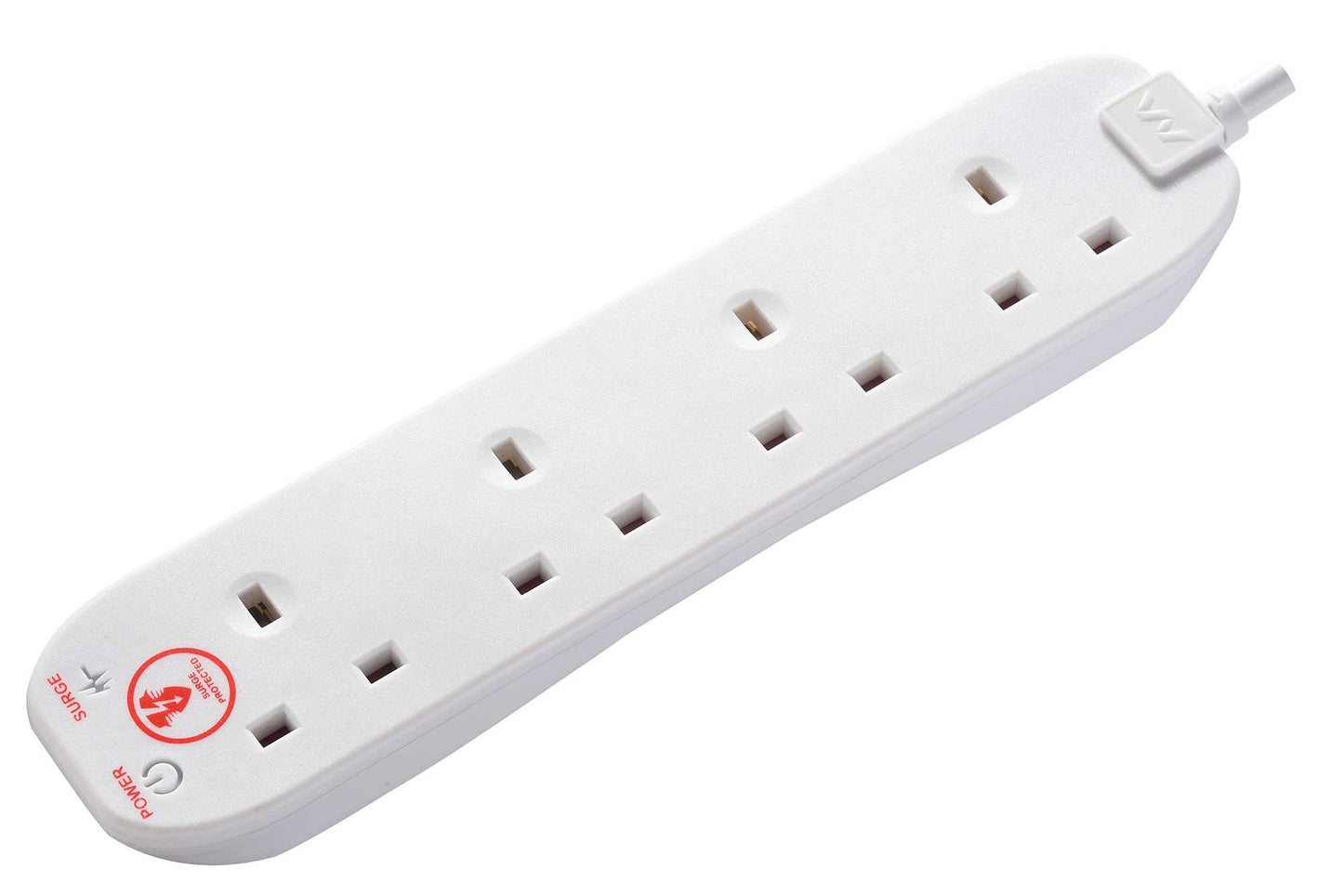 Masterplug 4m 4-Socket 13A Surge Protected Extension Lead - White - maplin.co.uk
