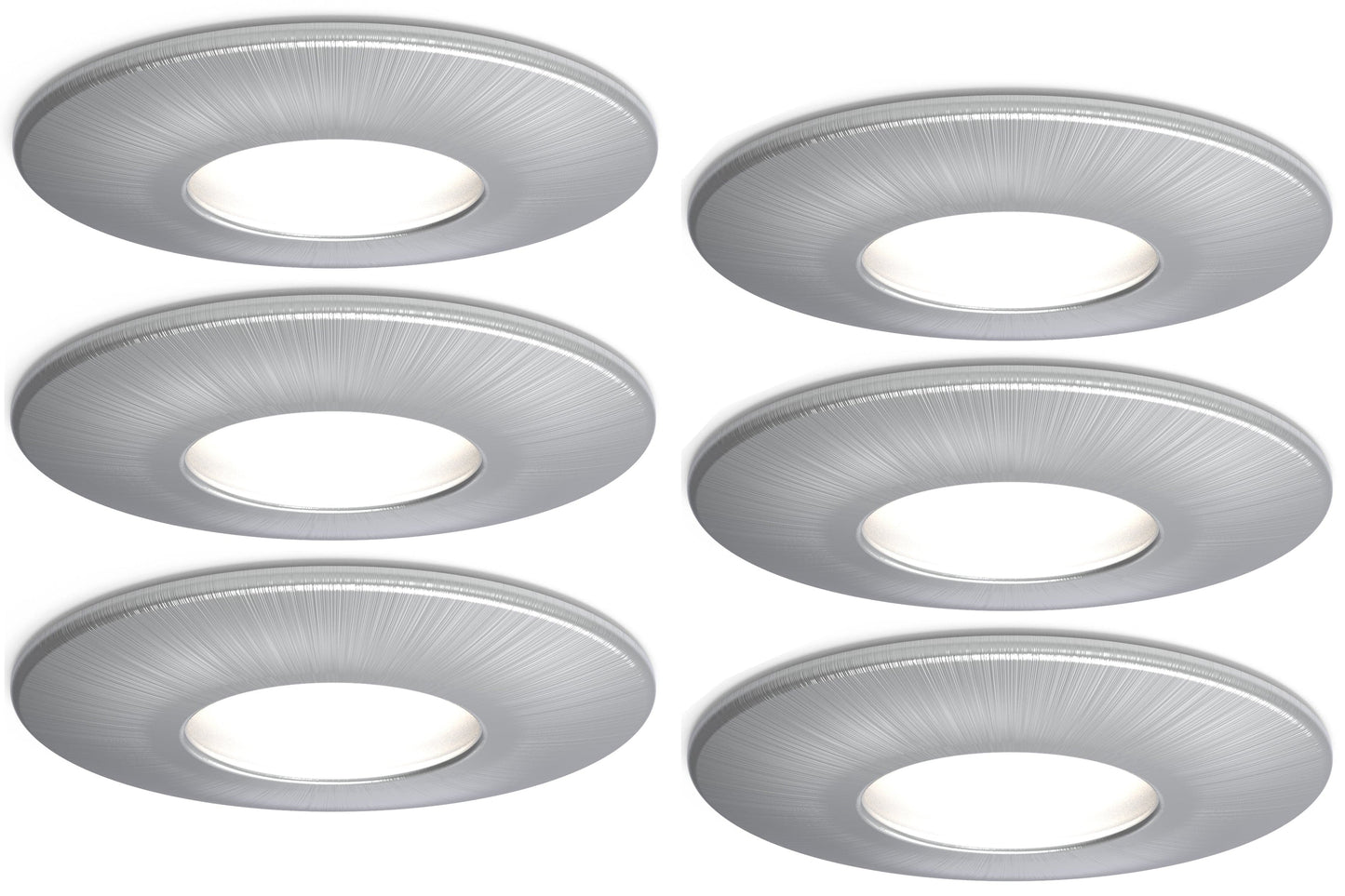 4lite IP20 GU10 Fire-Rated Downlight - Satin Chrome Pack of 6