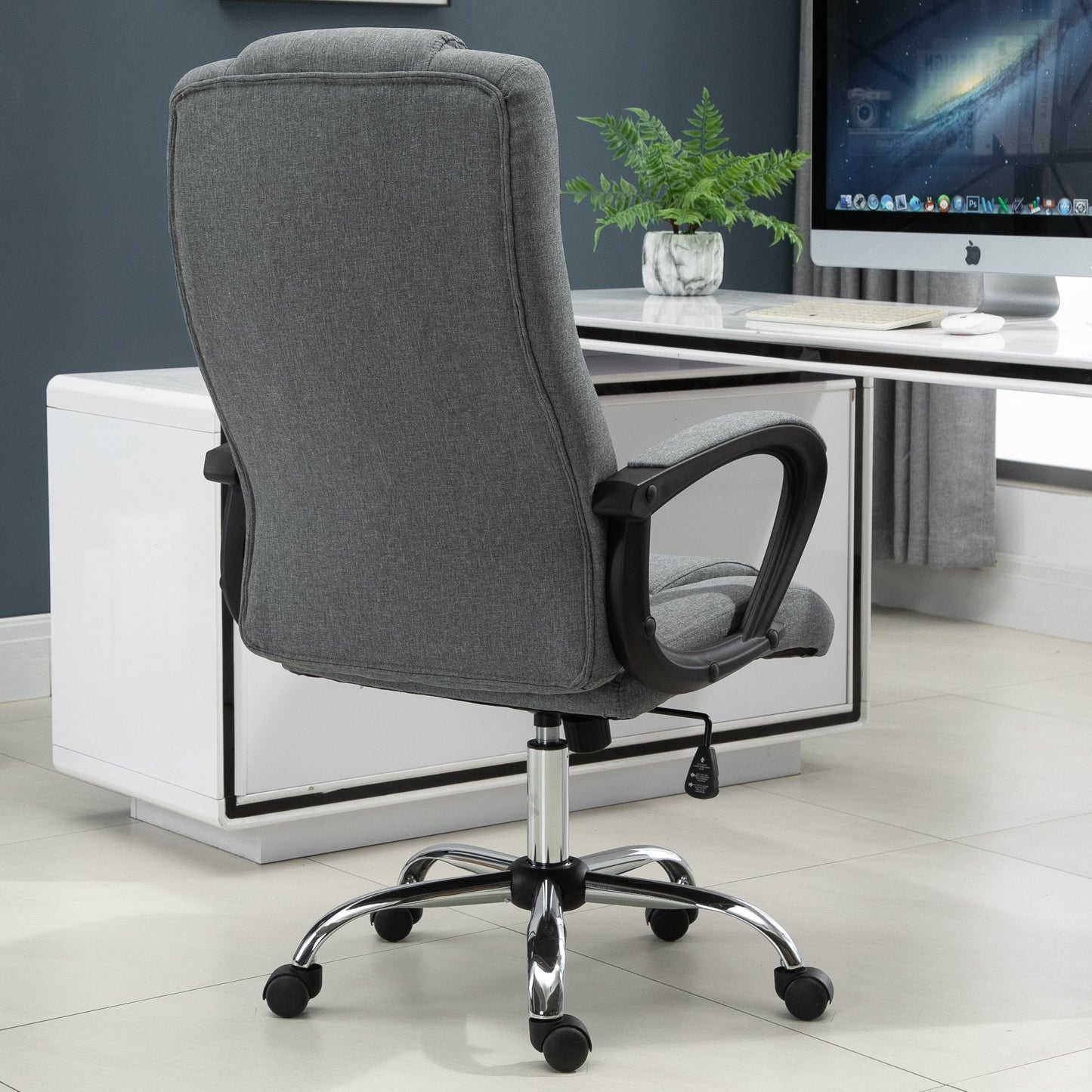 ProperAV Extra Linen Upholstered Tilting Home Office Chair - maplin.co.uk