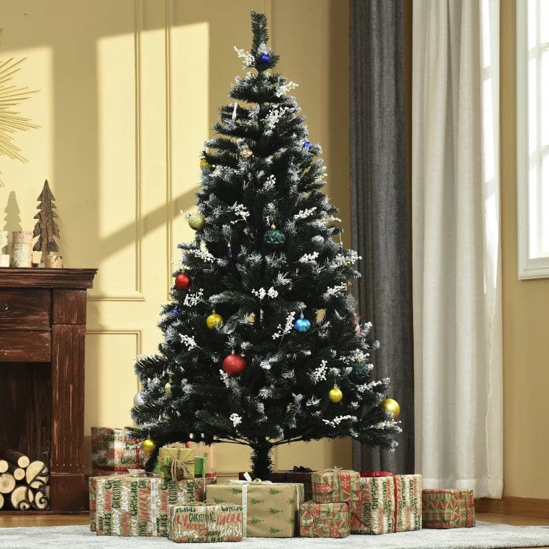 HOMCOM 6ft Snow-Dipped Artificial Christmas Tree with White Berries & Star Topper - maplin.co.uk