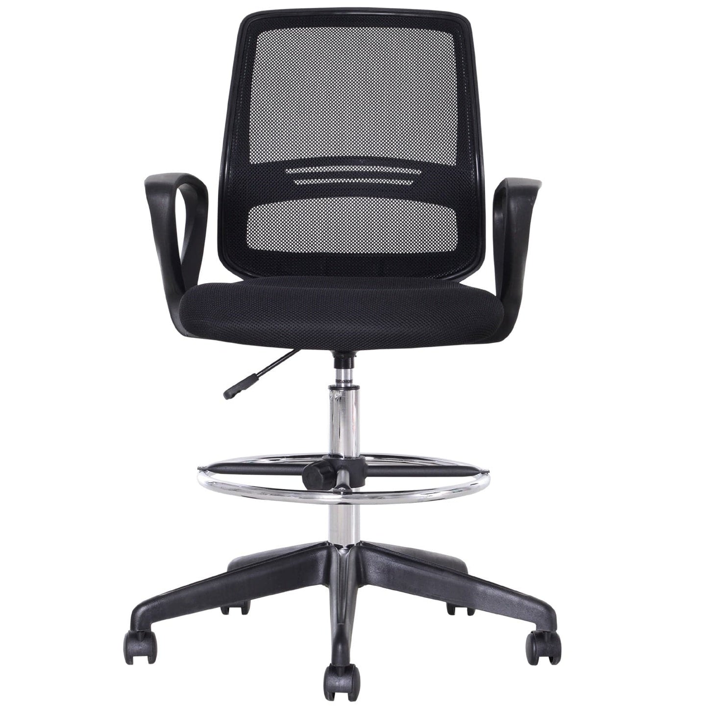 ProperAV Extra Tall Ergonomic Back Office Chair with Adjustable Height Footrest and 360° Swivel - Black - maplin.co.uk