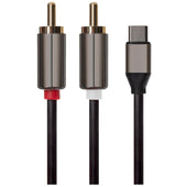 Maplin USB-C to Twin RCA Phono Jack Cable - Black, 2m - maplin.co.uk