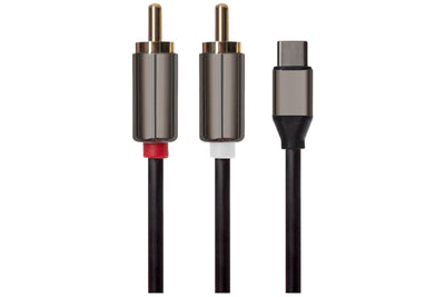 Maplin USB-C to Twin RCA Phono Jack Cable - Black, 2m