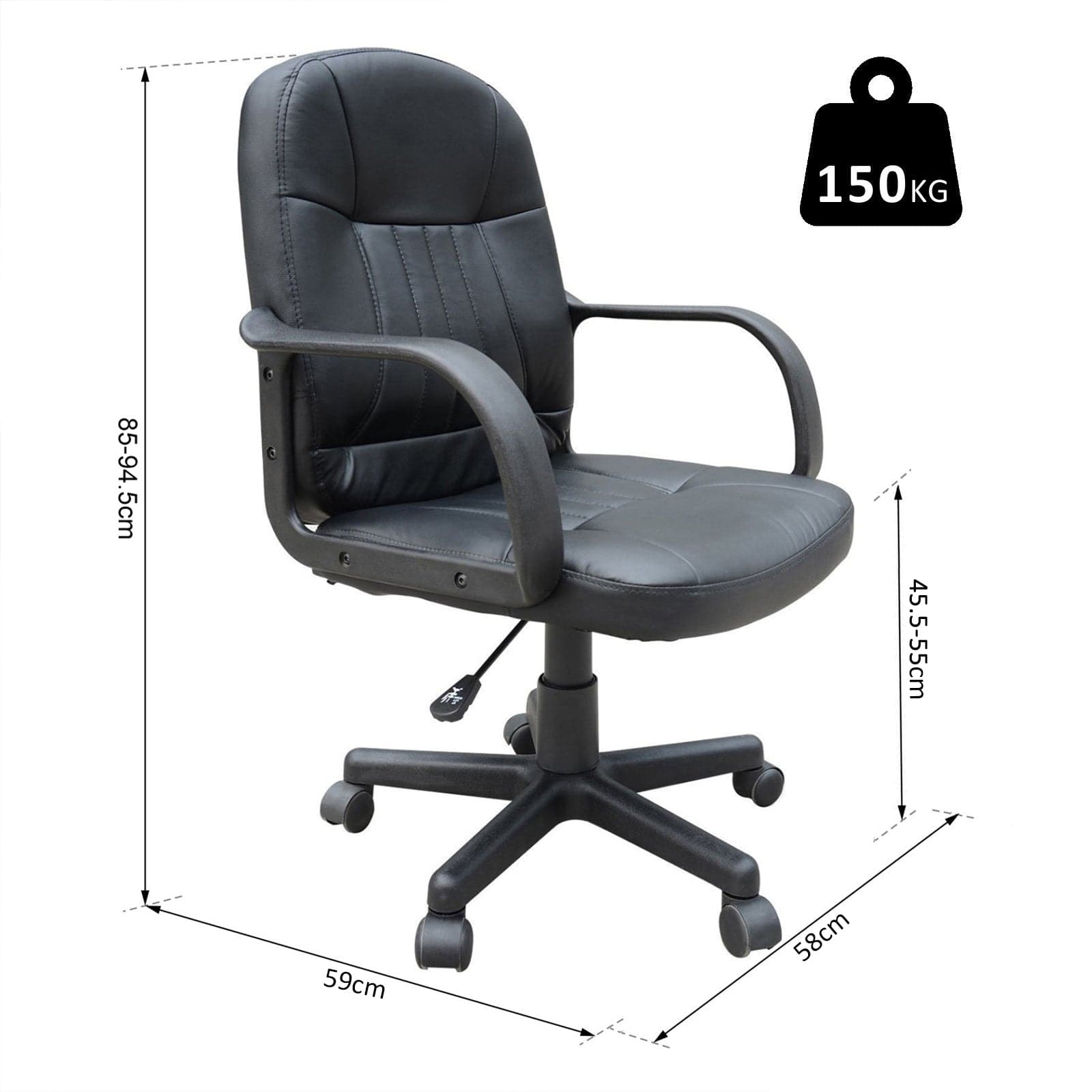 ProperAV Extra PU Leather Swivel Home Office Chair with Armrest - maplin.co.uk