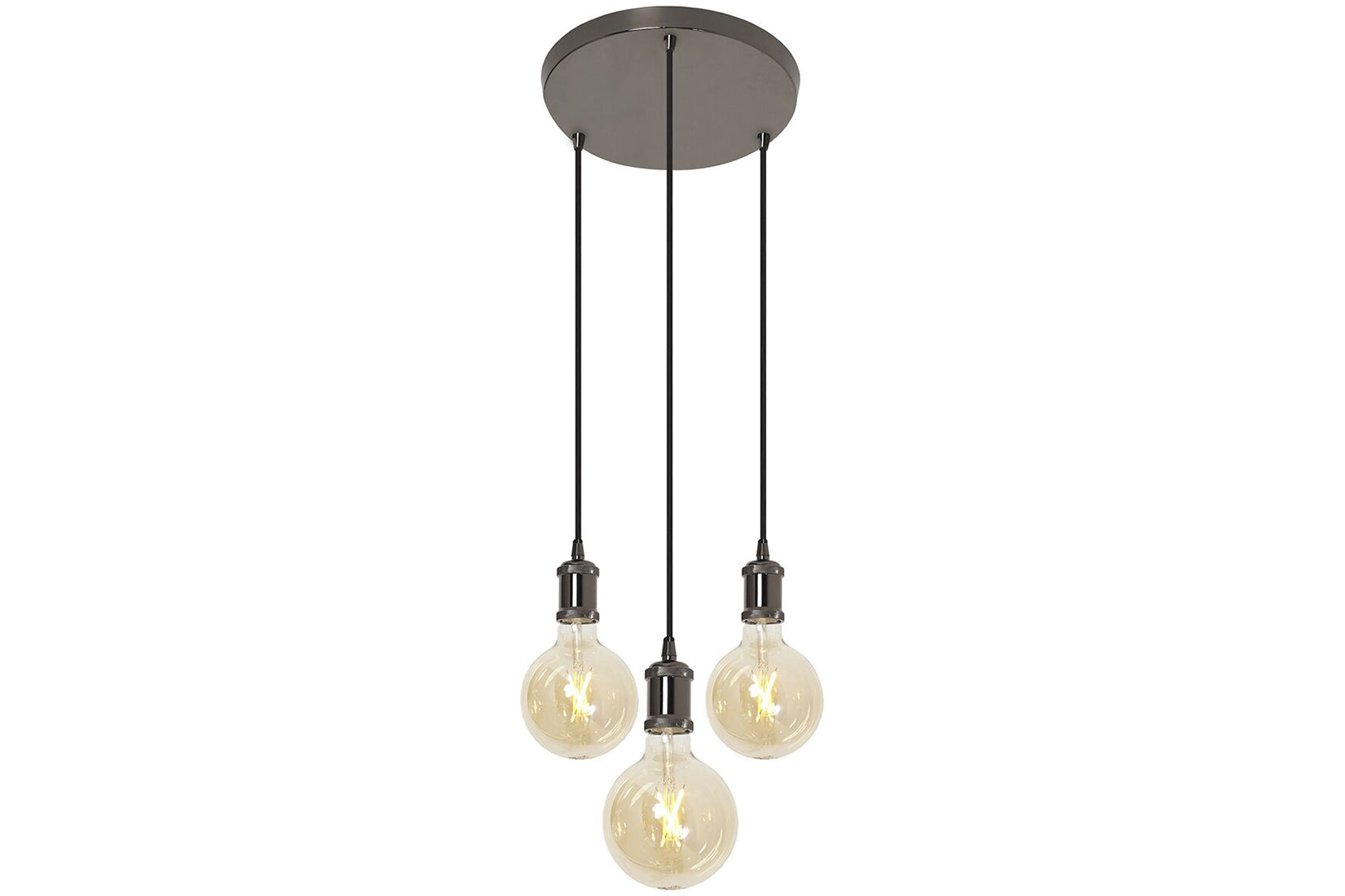 4lite WiZ Connected Smart LED 3-Way Plate Pendant with G125 Amber Vintage Bulbs - maplin.co.uk