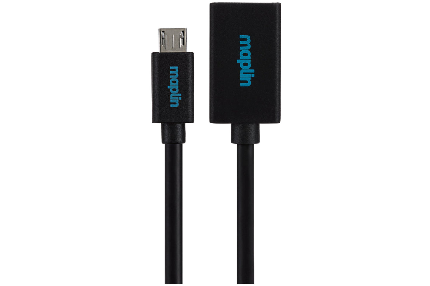 Maplin Micro USB Male to USB-A 2.0 Female Adapter Cable - Black, 0.15m - maplin.co.uk
