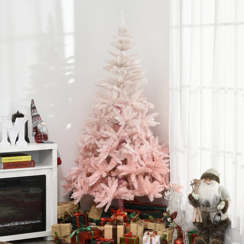 HOMCOM 6ft Pink Artificial Christmas Tree with Metal Stand - maplin.co.uk