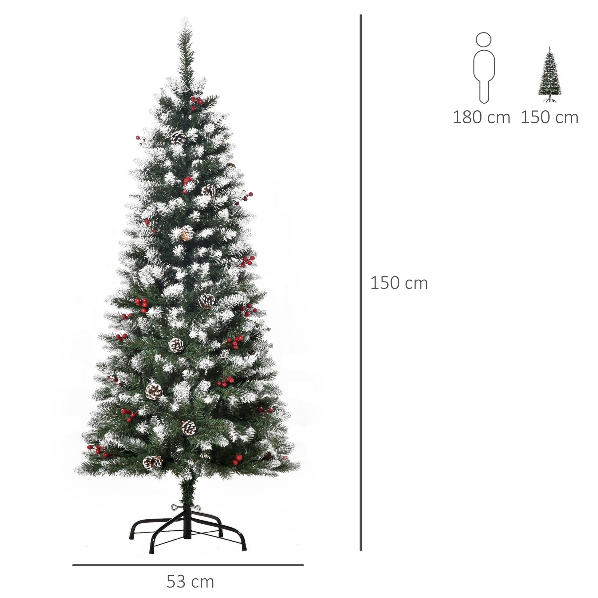 HOMCOM 5ft Artificial Christmas Tree with Pinecones & Berries - maplin.co.uk