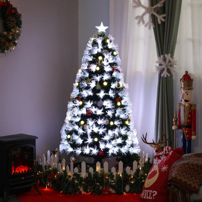 HOMCOM 6ft White Light Artificial Christmas Tree with 230 LEDs & Star Topper - maplin.co.uk